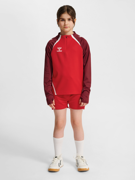 hmlLEAD 2.0 HALF ZIP KIDS, TRUE RED/MAROON, model