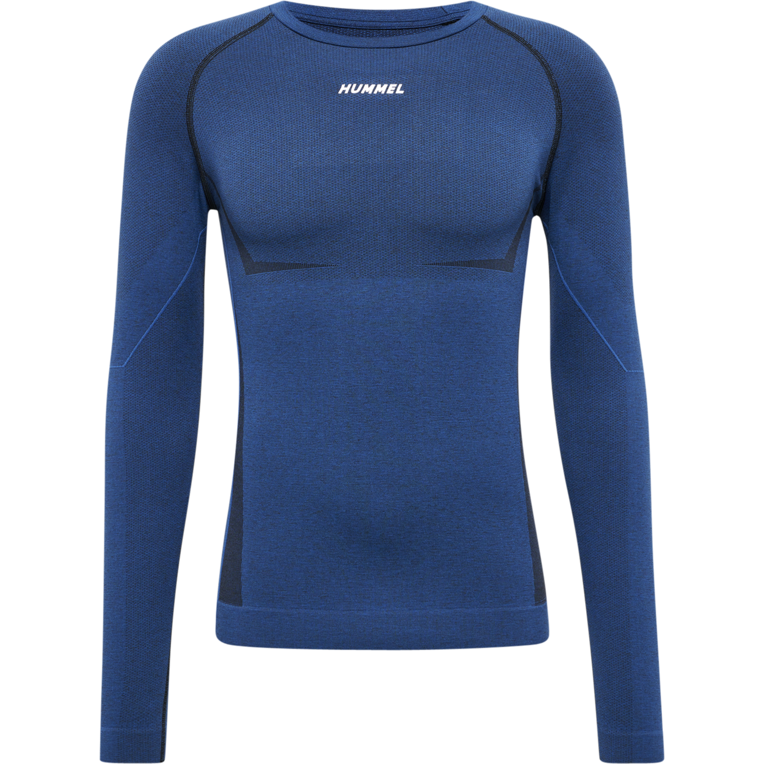 hmlTE MIKE SEAMLESS T-SHIRT L/S, INSIGNIA BLUE/BLACK MELANGE, packshot