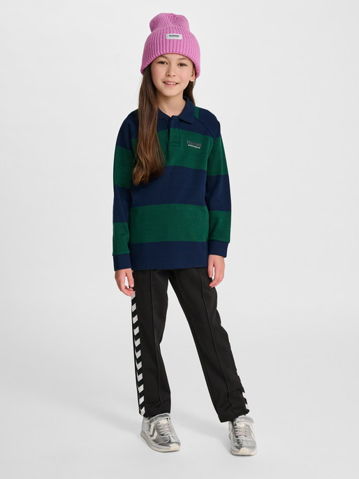 hmlJR LOOSE STRIPED POLO L/S, DRESS BLUES, model