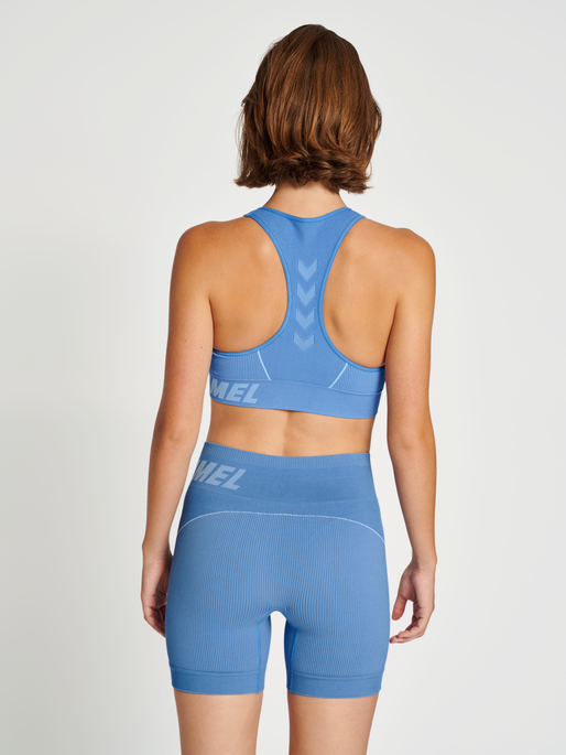 hmlTE CHRISTEL SEAMLESS SPORTS TOP, RIVIERA/BLUE BELL MELANGE, model