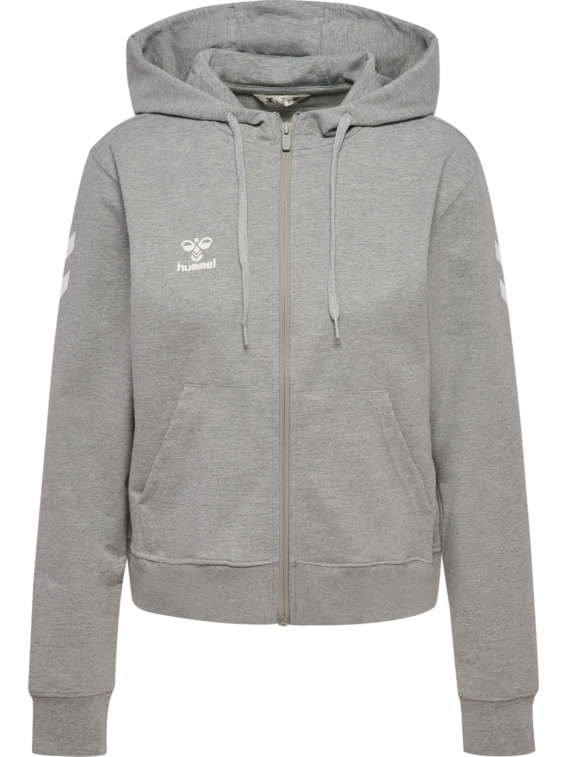 hmlGO 2.0 CHEVRON ZIP HOODIE WOMAN, GREY MELANGE, packshot