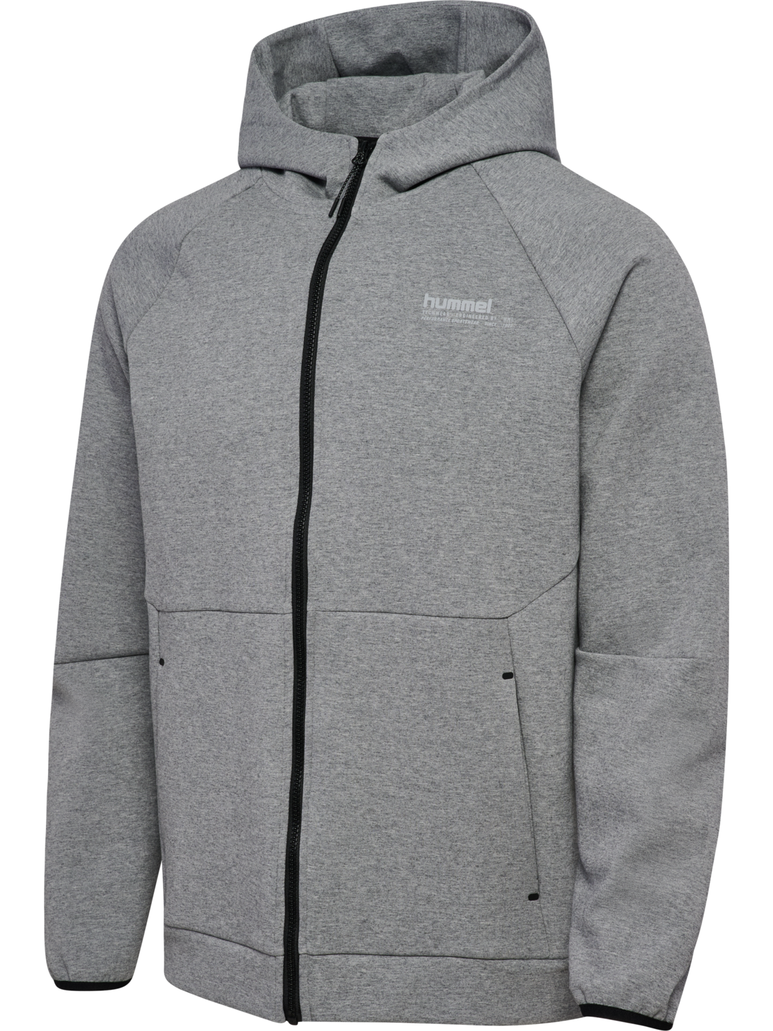 hmlTECH FLEECE REGULAR ZIP HOODIE, GREY MELANGE, packshot