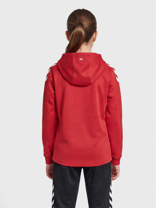 hmlCORE XK POLY KIDS SWEAT HOODIE, TRUE RED, model