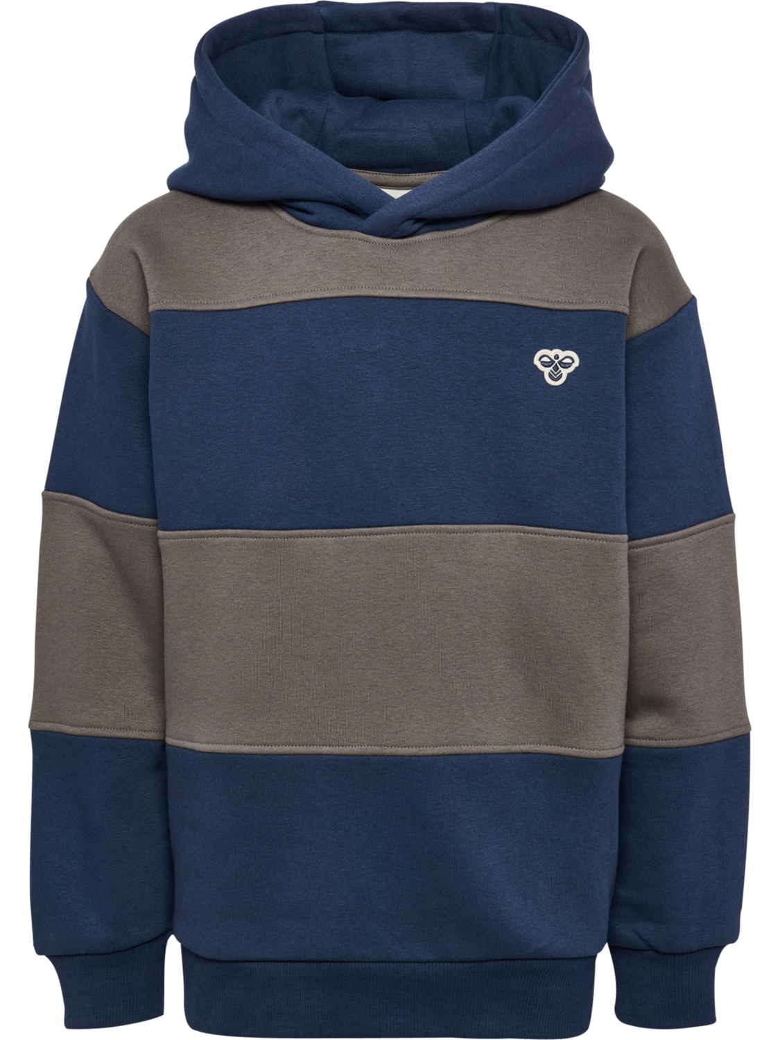 hmlJR LOOSE STRIPE HOODIE BEE, DRESS BLUES, packshot