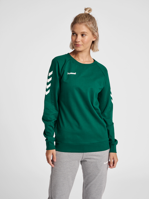 HMLGO COTTON SWEATSHIRT WOMAN, EVERGREEN, model