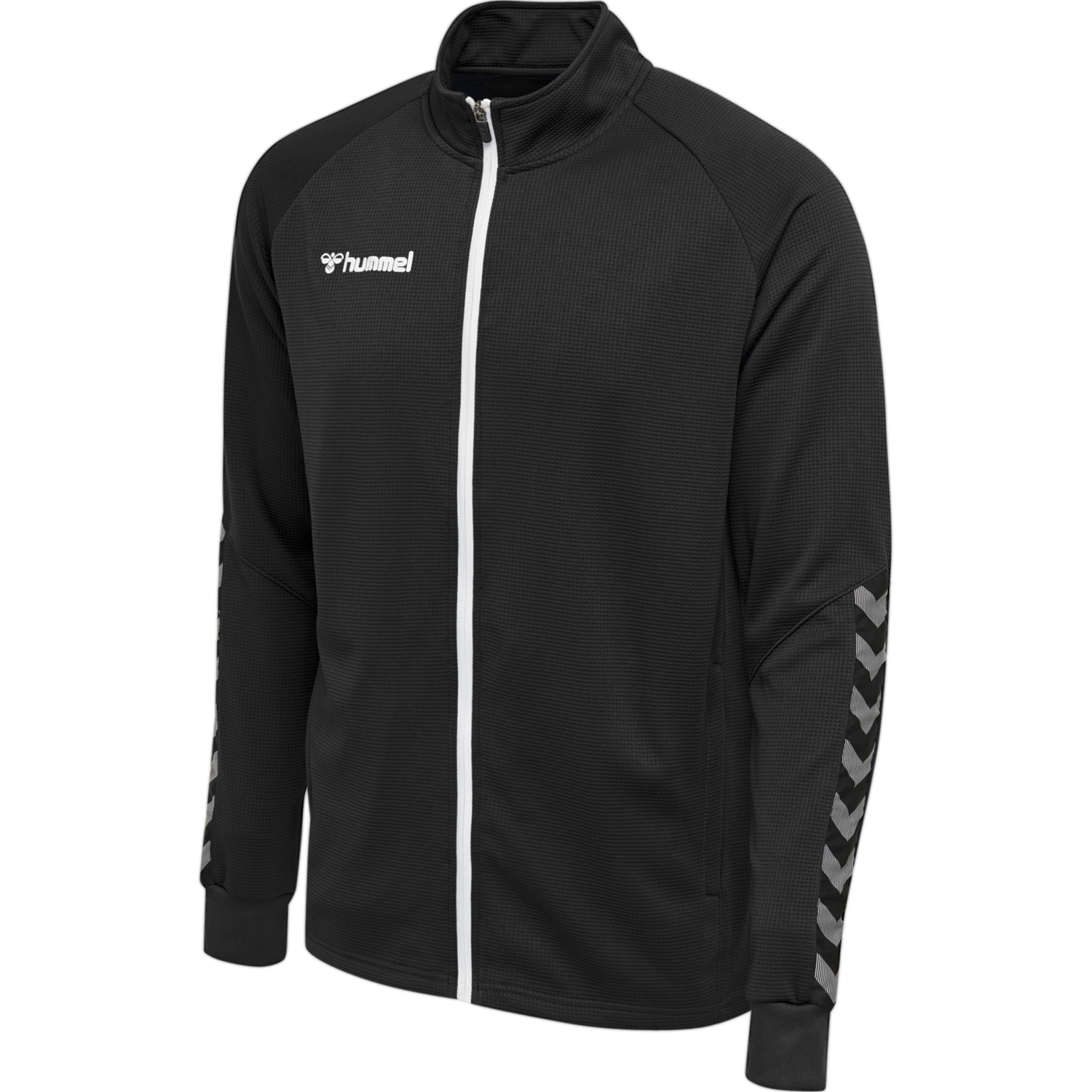 hmlAUTHENTIC KIDS POLY ZIP JACKET, BLACK/WHITE, packshot