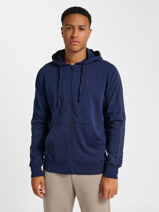 hmlPULSE PIPING ZIP HOODIE, DRESS BLUES, model