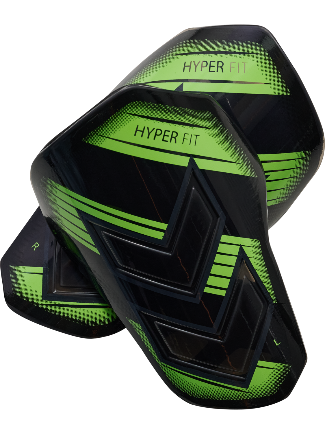 hmlSHIN GUARDS HYPER FIT, TRANSPARENT/GREEN GECKO, packshot
