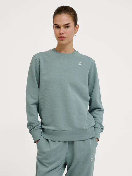 hmlPULSE W SWEAT CREWNECK, CHINOIS GREEN, model