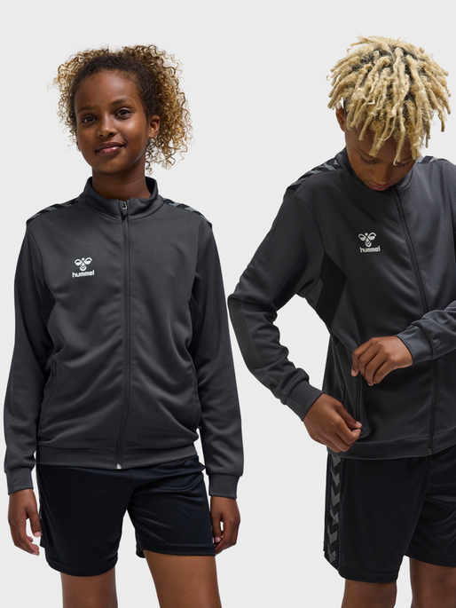 hmlAUTHENTIC PL ZIP JACKET KIDS, ASPHALT, model