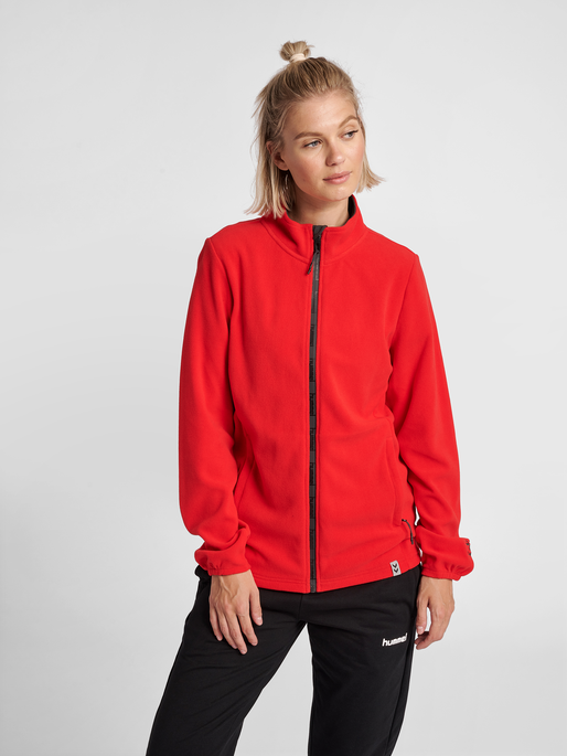 hmlNORTH FULL ZIP FLEECE JACKET WOM, TRUE RED, model