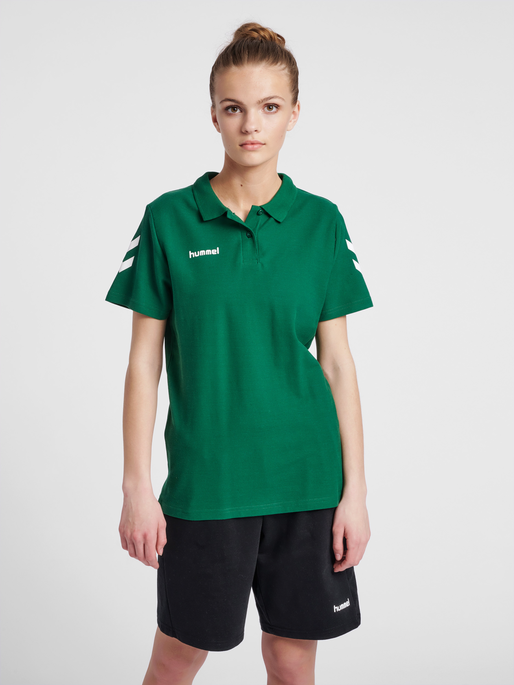 HMLGO COTTON POLO WOMAN, EVERGREEN, model
