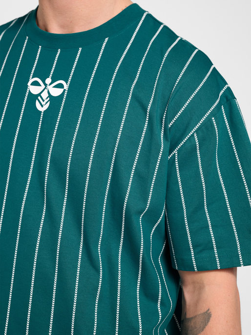 Chevron Pinstripe T-Shirt, TEAL/WHITE, model