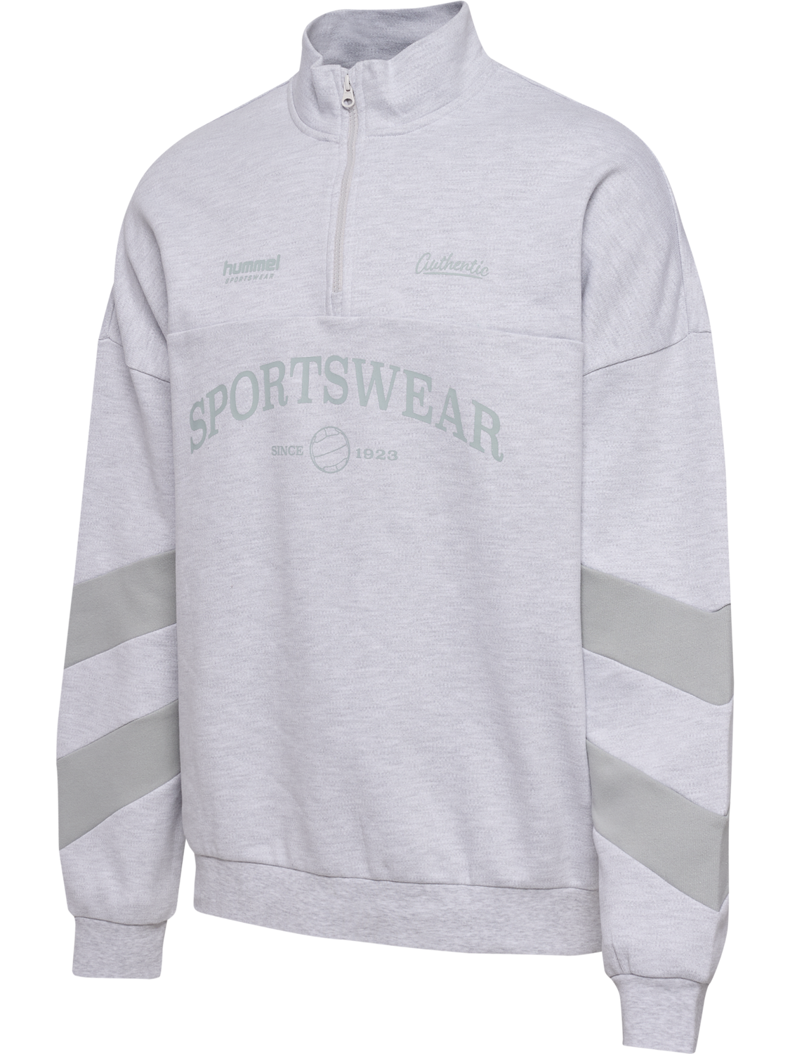 hmlOVERSIZED HALFZIP SW, LIGHT GREY MELANGE, packshot