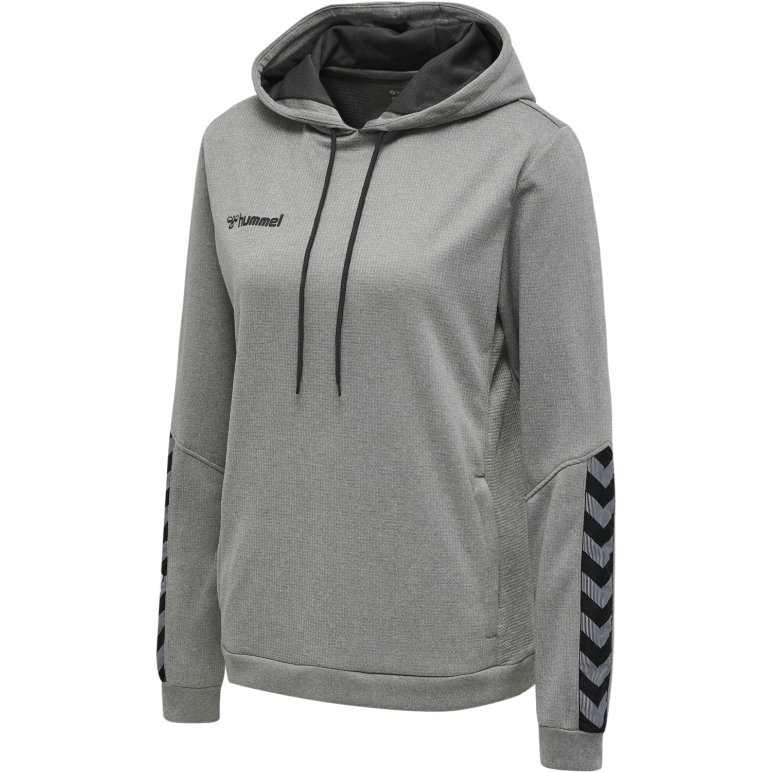 hmlAUTHENTIC POLY HOODIE WOMAN, GREY MELANGE, packshot