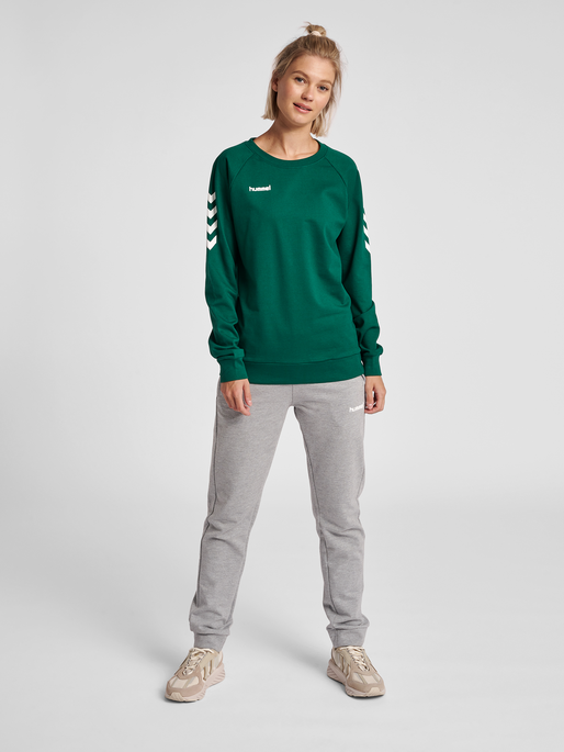 HMLGO COTTON SWEATSHIRT WOMAN, EVERGREEN, model