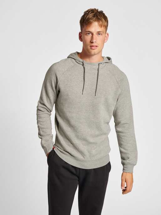 hmlRED CLASSIC HOODIE, GREY MELANGE, model
