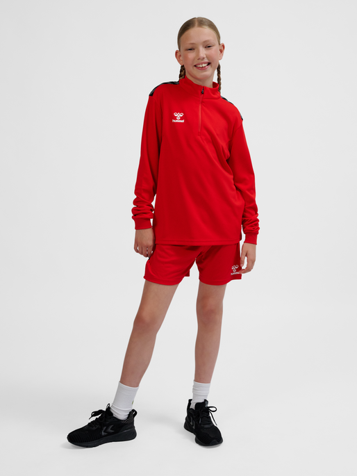 hmlAUTHENTIC HALF ZIP SWEAT KIDS, TRUE RED, model