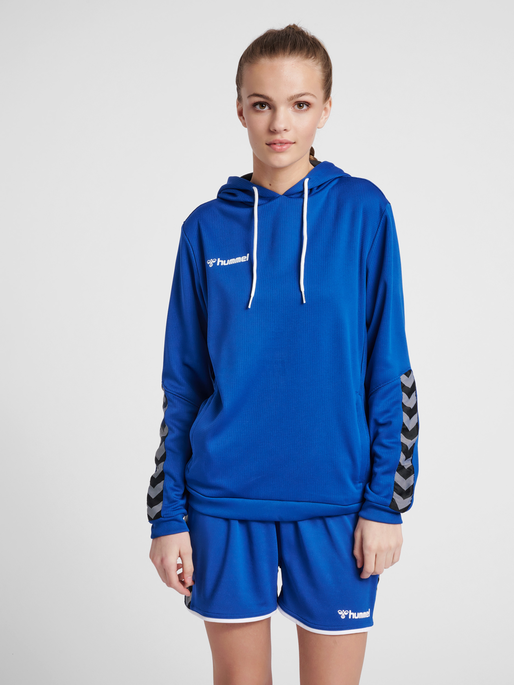 hmlAUTHENTIC POLY HOODIE WOMAN, TRUE BLUE, model