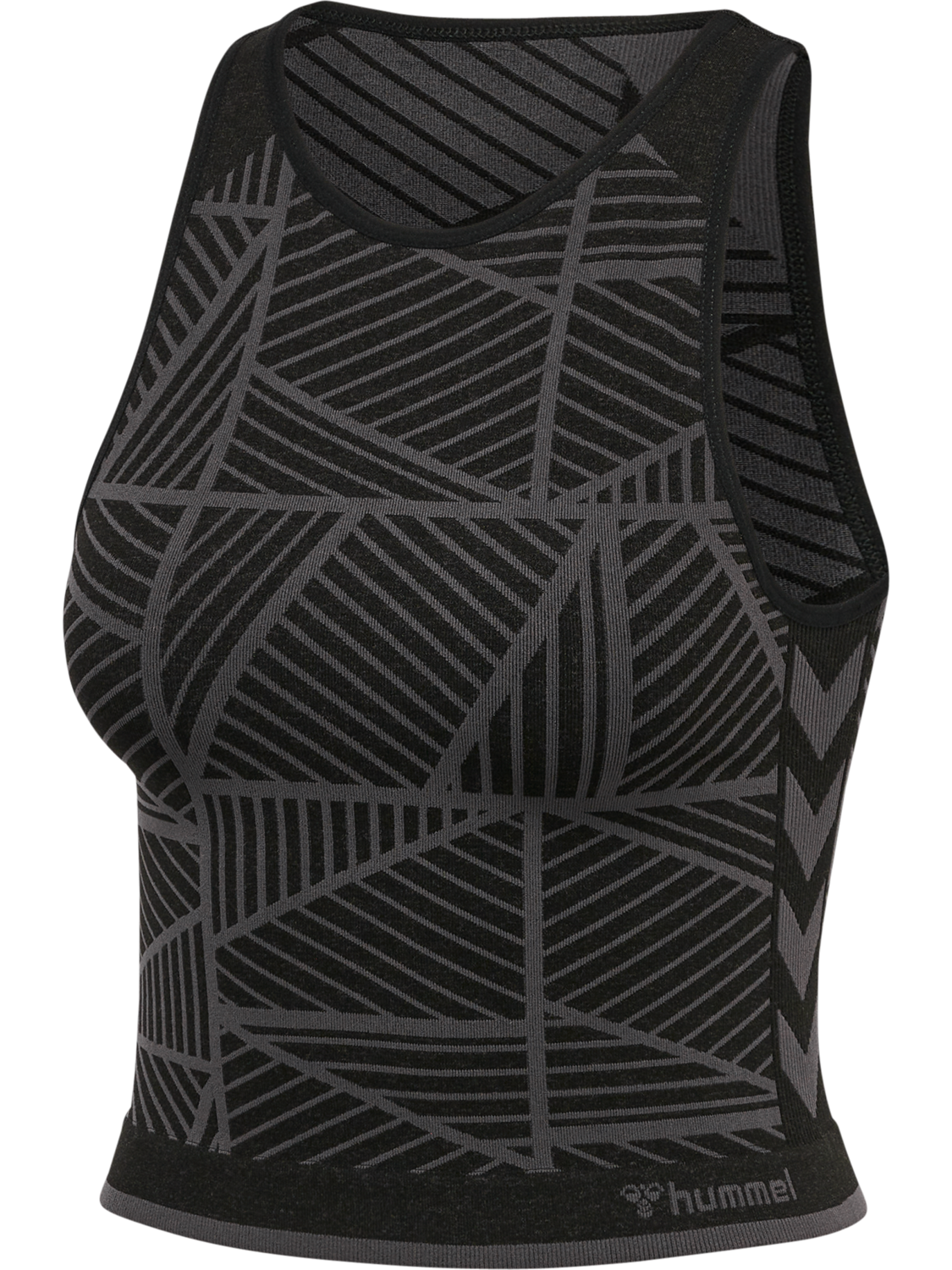 hmlMT ENERGY SEAMLESS CROP TOP, BLACK/ASPHALT MELANGE, packshot