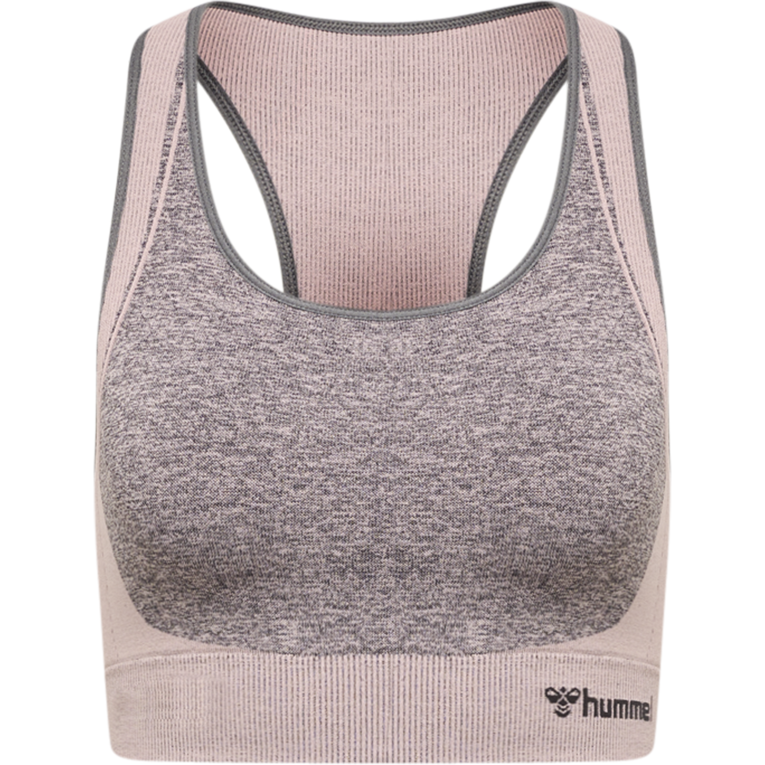 hmlKARINA SEAMLESS SPORTS TOP, QUIET SHADE/WOODROSE MELANGE, packshot