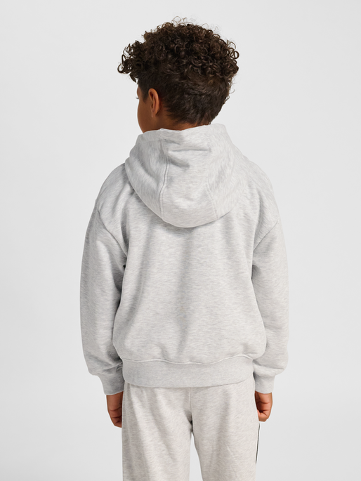 hmlJR BOXY HOODIE LOGO, LIGHT GREY MELANGE, model