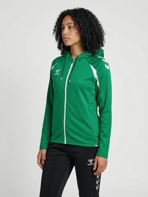 hmlCORE 2.0 ZIP HOODIE WOMAN, JELLY BEAN/WHITE, model