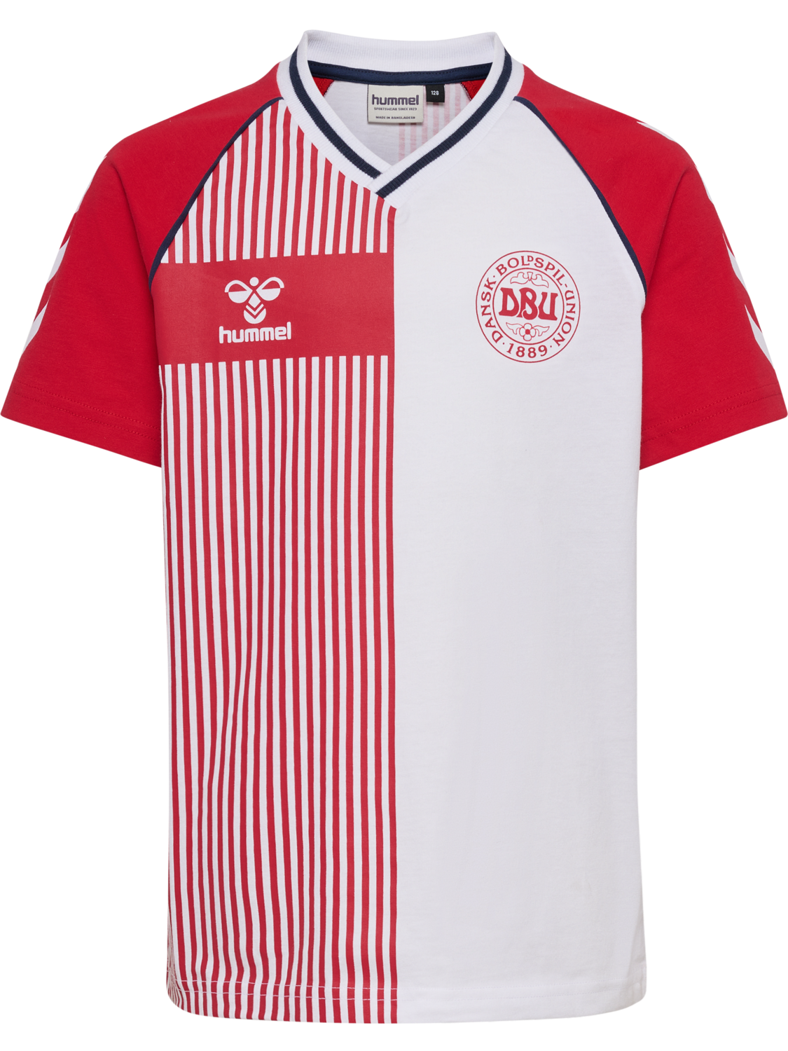 hmlJR REG DBU STRIPY T-SHIRT S/S, TANGO RED, packshot