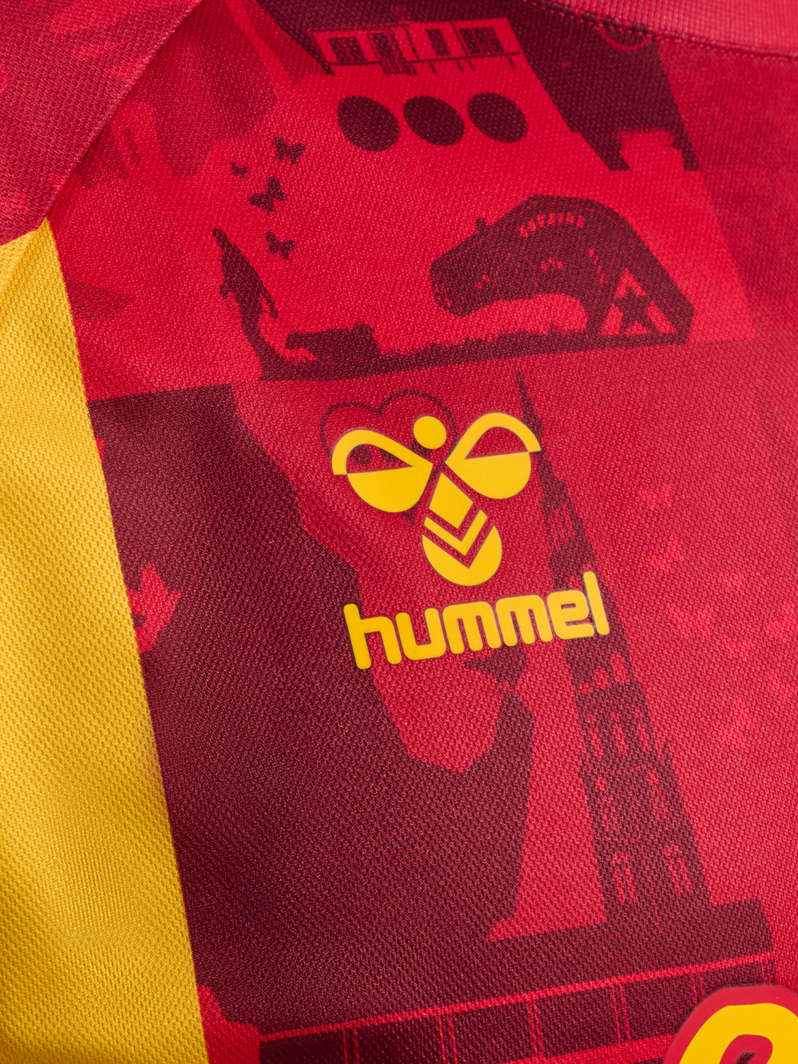 CSC 24/25 HOME JERSEY SS, TRUE RED/SPORTS YELLOW W/SPONS, packshot