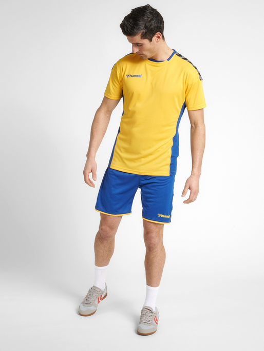 hmlAUTHENTIC POLY JERSEY S/S, SPORTS YELLOW/TRUE BLUE, model
