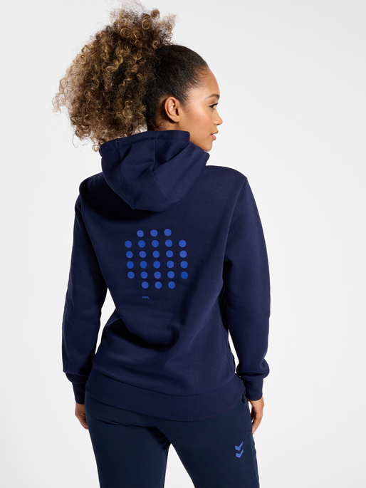 hmlCOURT COTTON HOODIE WOMAN, MARINE, model