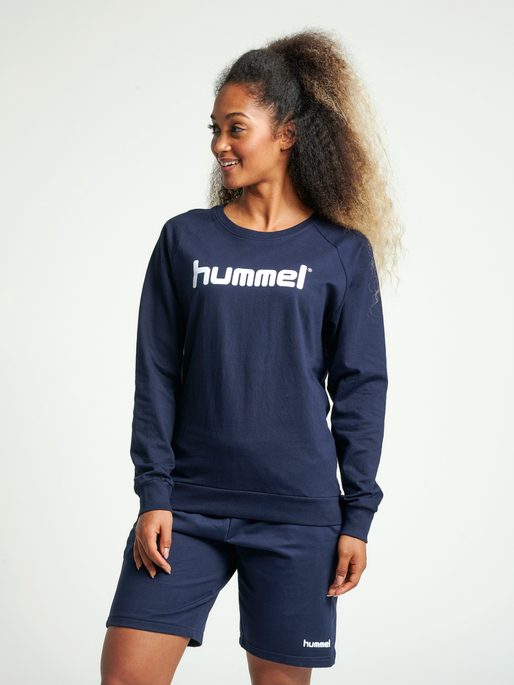 HMLGO COTTON LOGO SWEATSHIRT WOMAN, MARINE, model