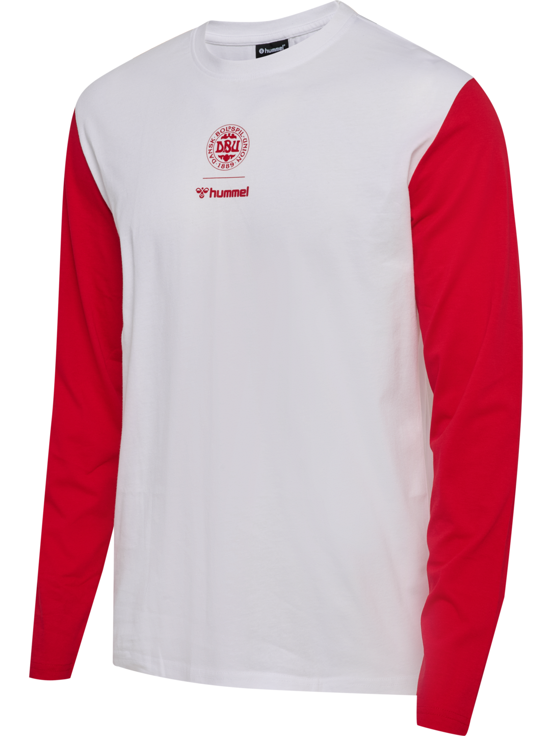 DBU 26 FAN RED-WHITE TEE LS, WHITE/TANGO RED, packshot