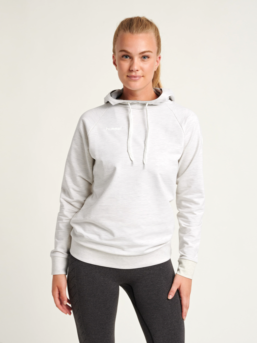 HMLGO COTTON HOODIE WOMAN, EGRET MELANGE, model