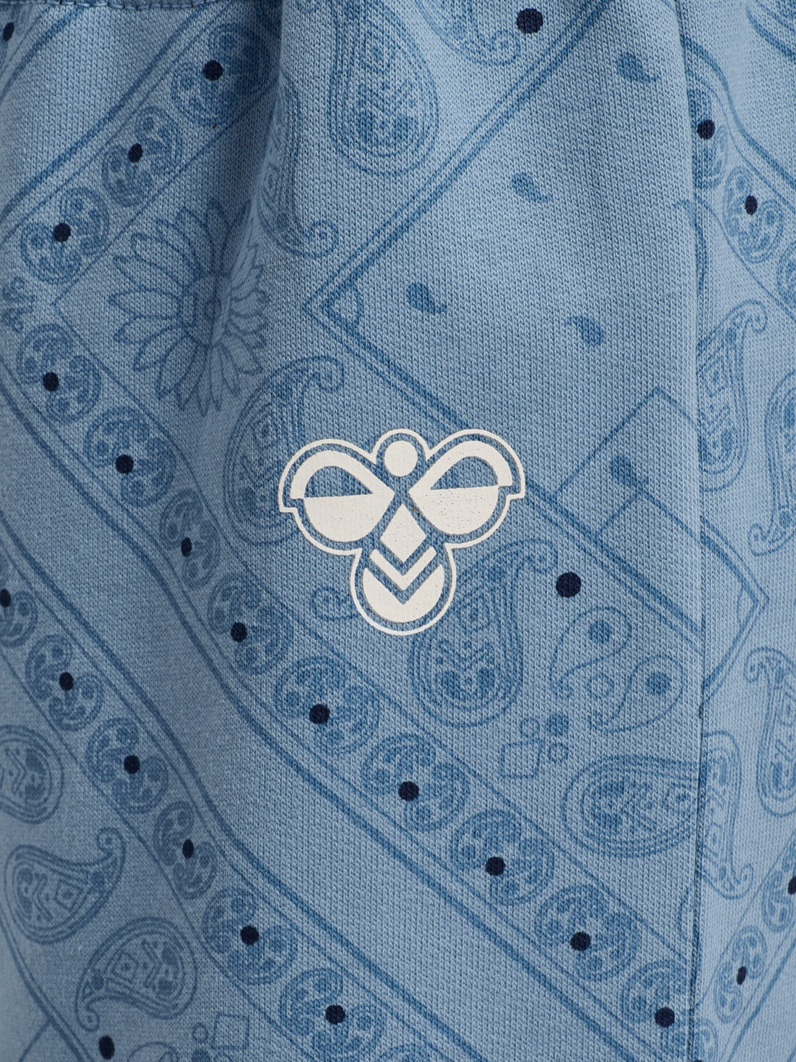 hmlMINI LOOSE PAISLEY AOP PANTS, FADED DENIM, packshot