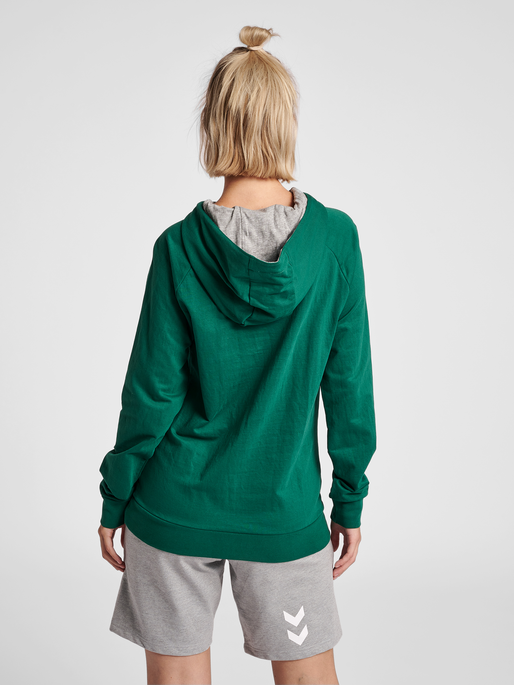 HMLGO COTTON LOGO HOODIE WOMAN, EVERGREEN, model