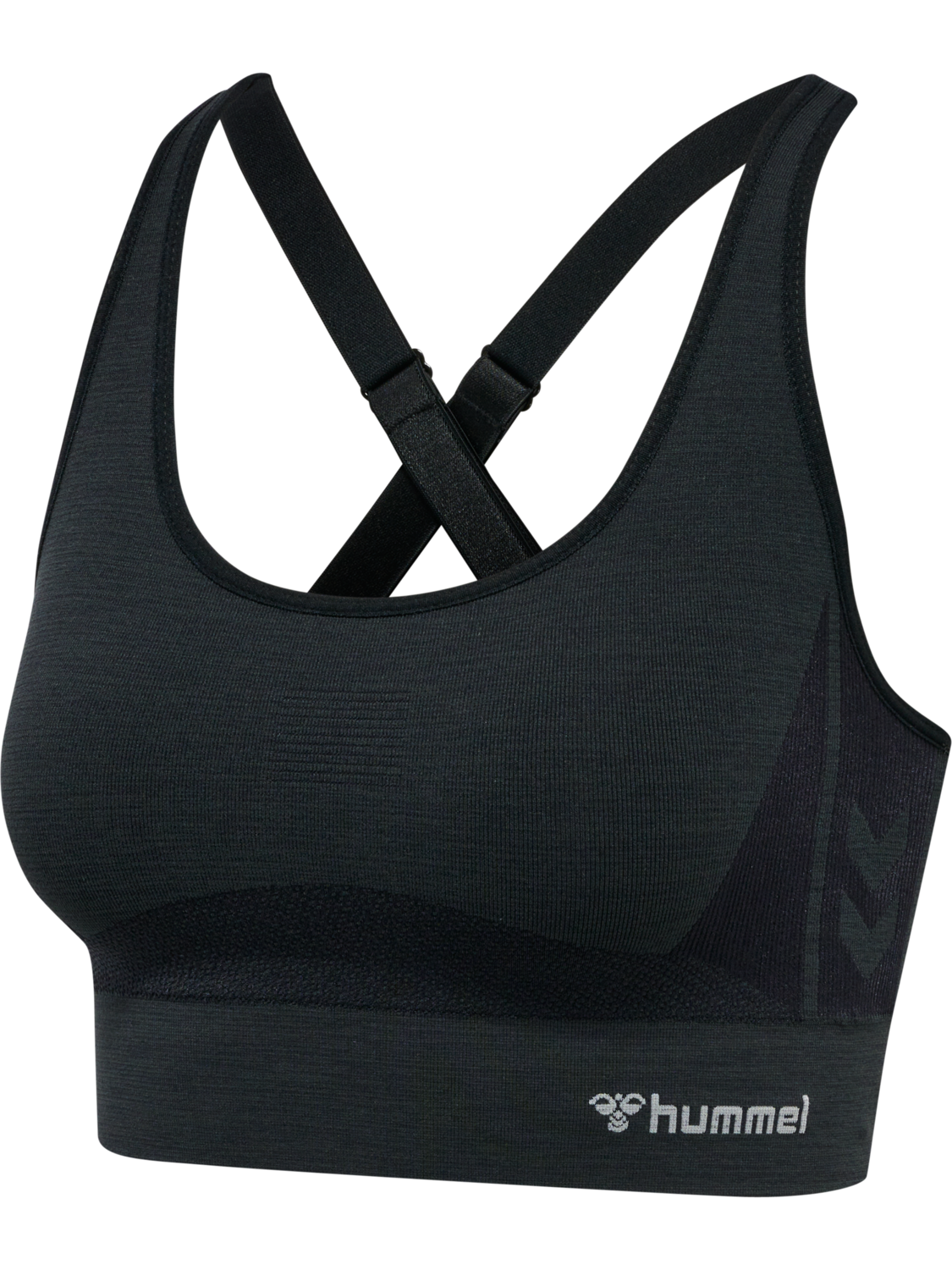 hmlCLEA SEAMLESS  SPORTS TOP, BLACK MELANGE, packshot
