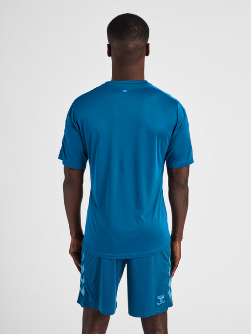 hmlCORE XK STRIPED JERSEY S/S, BLUE CORAL/BLUE DANUBE, model