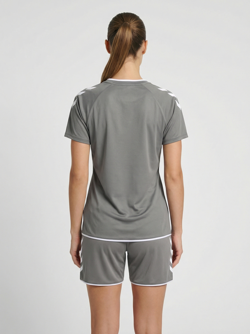 hmlCORE 2.0 SHORTS WOMAN, STEEL GRAY/WHITE, model