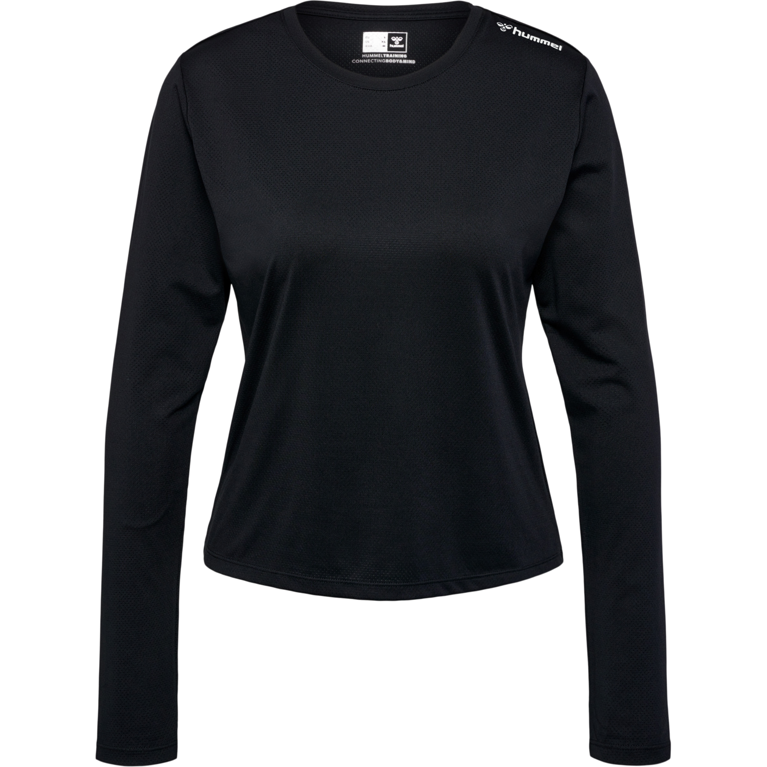 hmlMT AURA MESH T-SHIRT L/S, BLACK, packshot