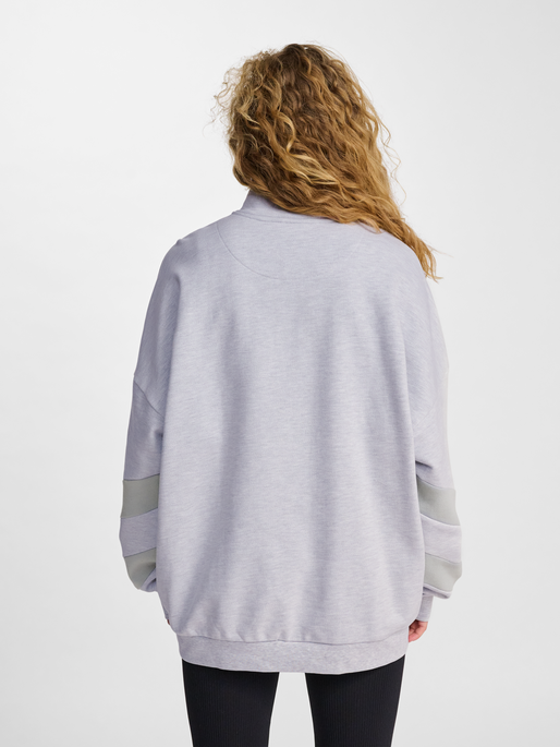 hmlOVERSIZED HALFZIP SW, LIGHT GREY MELANGE, model