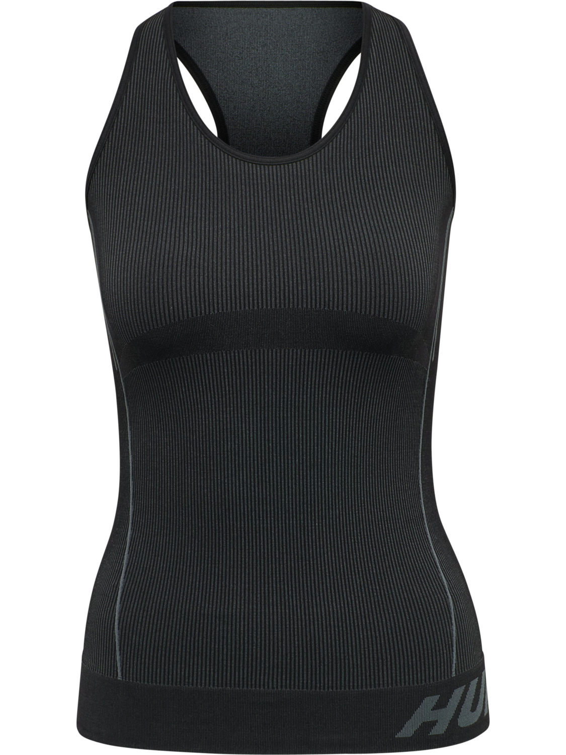 hmlTE CHRISTEL SEAMLESS TOP, BLACK/ASPHALT MELANGE, packshot