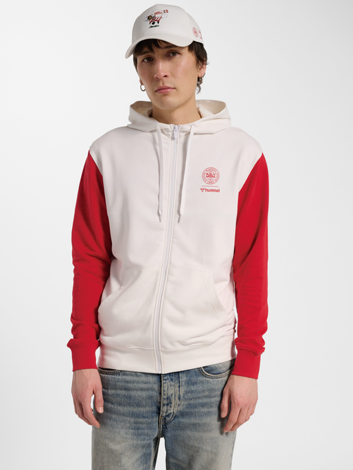 DBU 26 FAN RED-WHITE ZIP HOOD, WHITE/TANGO RED, model