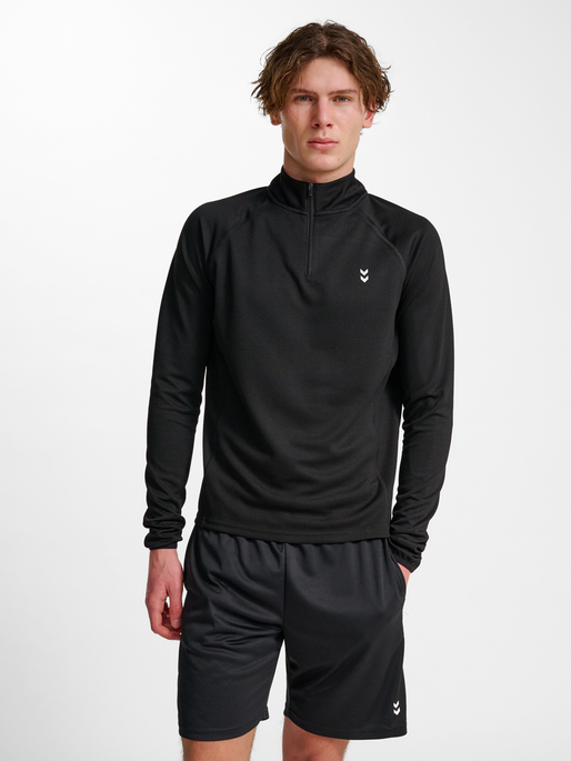 hmlPULSE HALF ZIP MIDLAYER, BLACK, model
