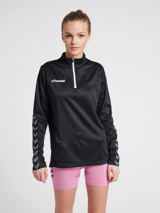 hmlAUTHENTIC WOMEN POLY ZIP JACKET, BLACK/WHITE, model