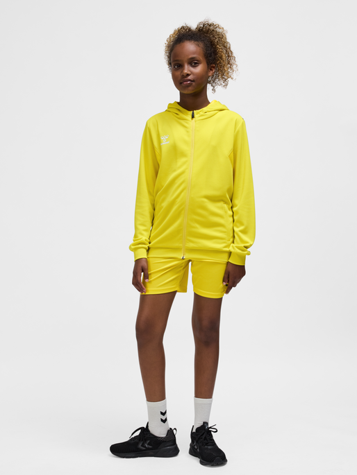 hmlAUTHENTIC PL ZIP HOODIE KIDS, BLAZING YELLOW, model