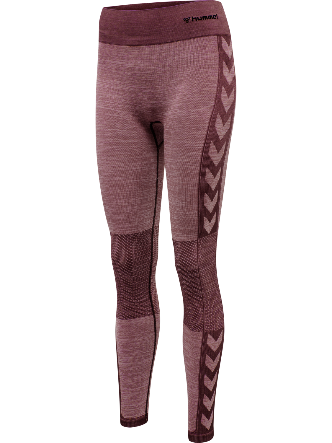 hmlCLEA SEAMLESS MID WAIST TIGHTS, FUDGE/WOODROSE MELANGE, packshot
