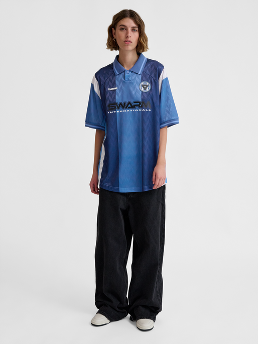 hmlLOOSE SOCCER JERSEY S/S, ESTATE BLUE, model