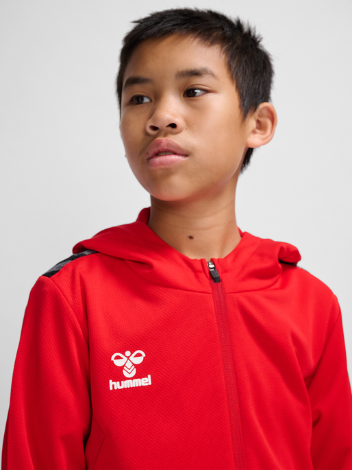 hmlAUTHENTIC PL ZIP HOODIE KIDS, TRUE RED, model