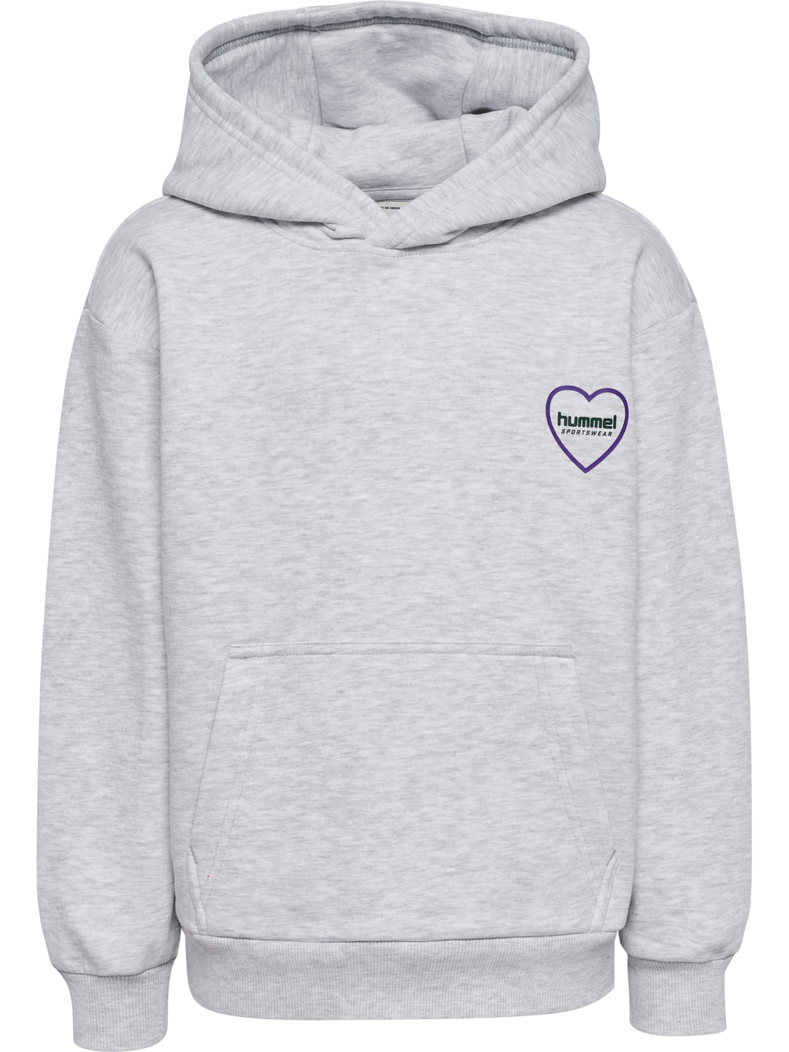 hmlJR LOOSE HOODIE HEARTFIELD, LIGHT GREY MELANGE, packshot